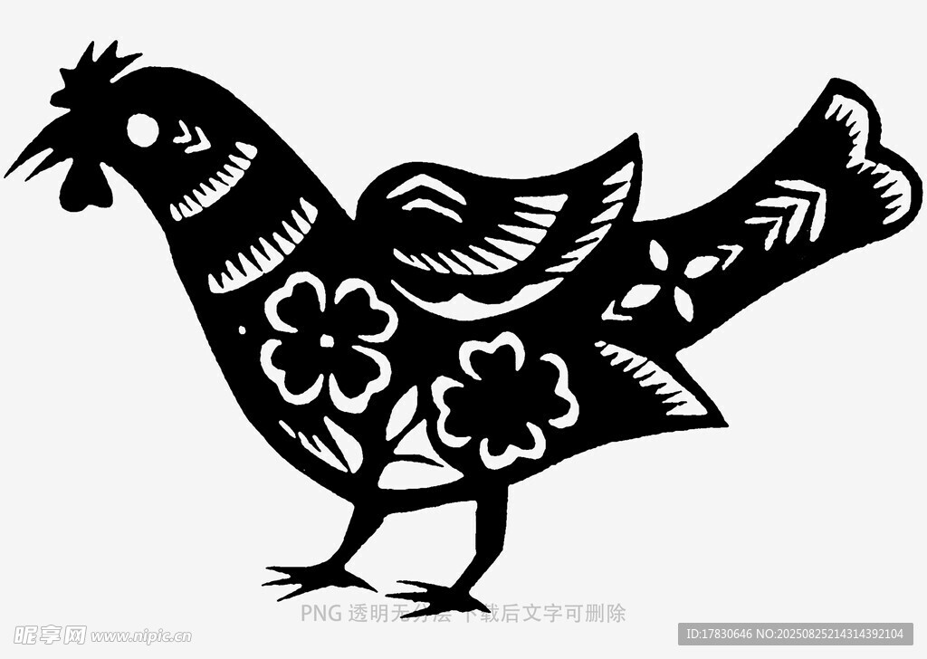 傳統(tǒng)剪紙風(fēng)黑公雞圖案