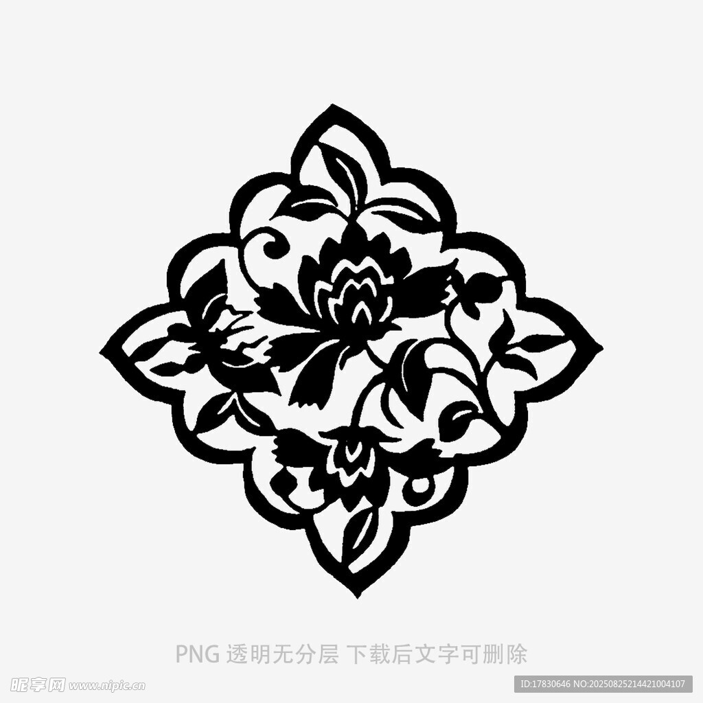 中式傳統(tǒng)花卉剪紙圖案