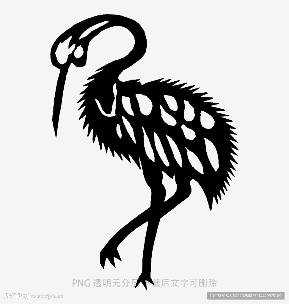 黑白色調(diào)的抽象鶴形圖案