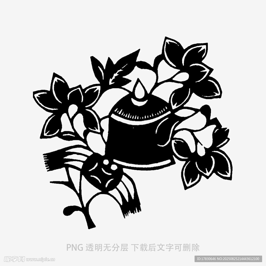 中式茶壺與枝葉圖案