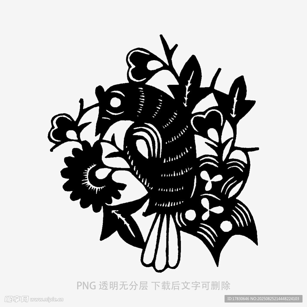 手捧花剪紙藝術(shù)圖案