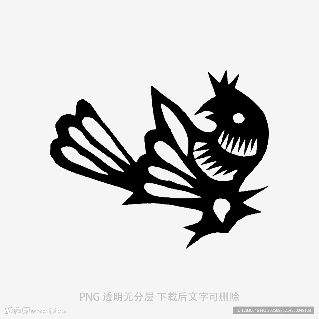 簡(jiǎn)約剪紙風(fēng)公雞圖案