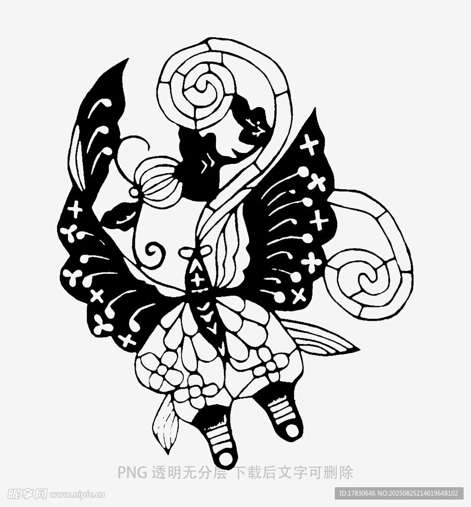 蝴蝶少女紋身圖案設(shè)計(jì)