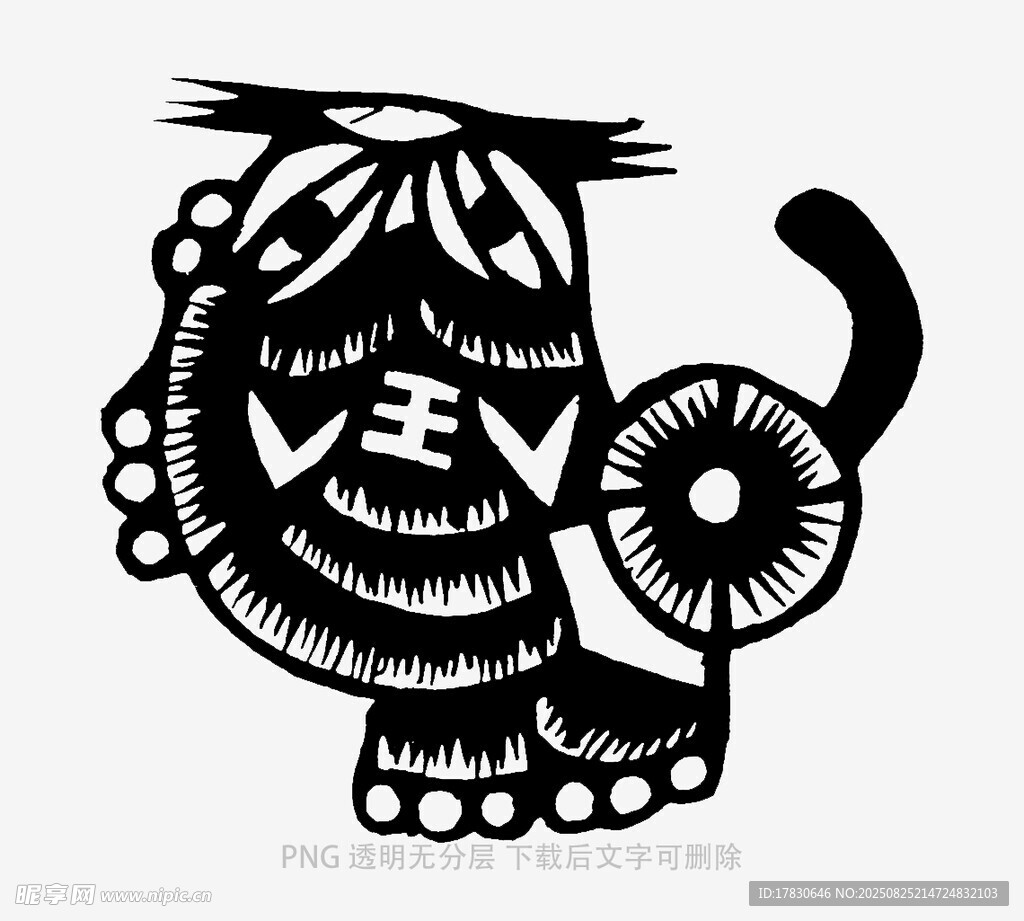 黑白剪紙風(fēng)卡通動物形象