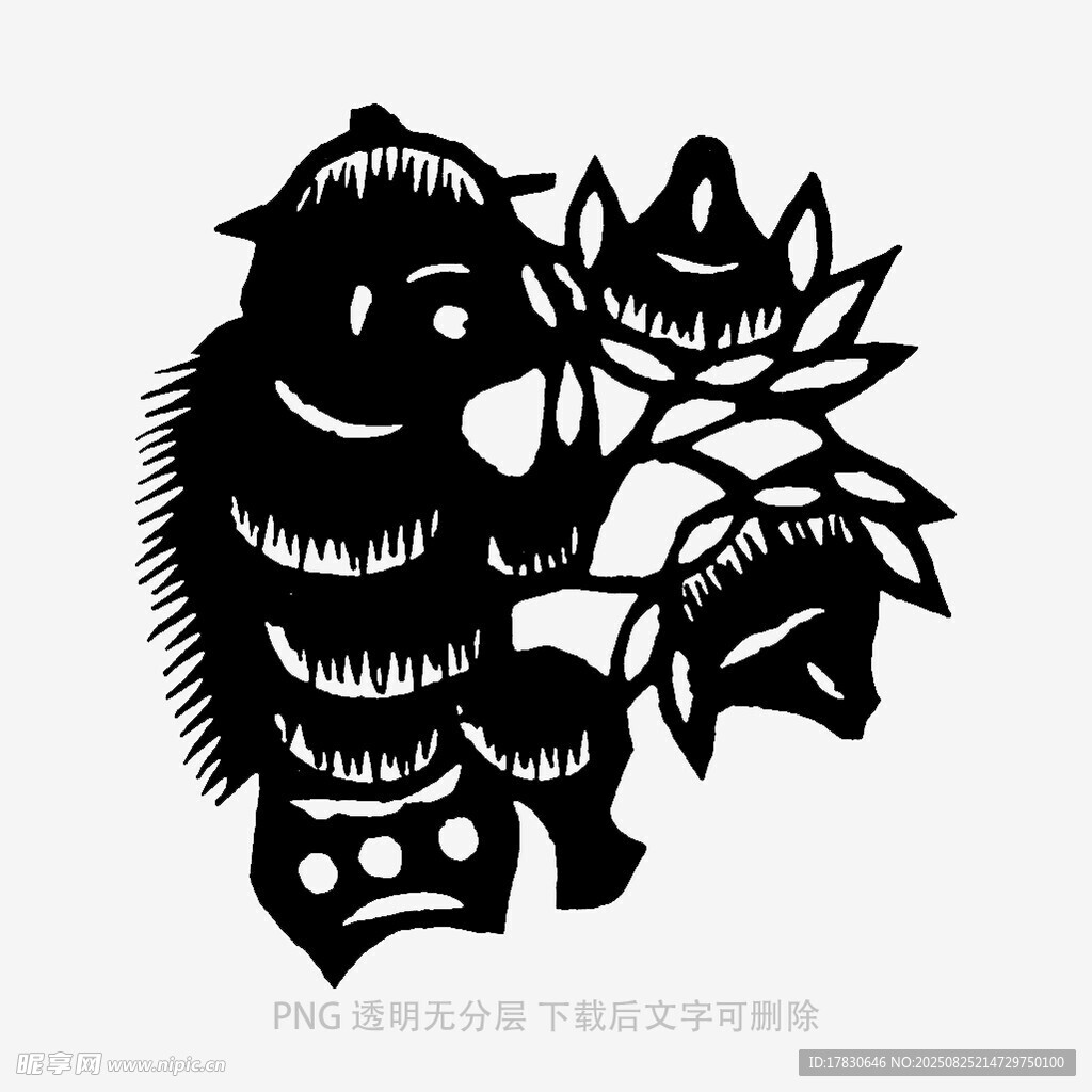 刺猬與花剪紙藝術(shù)作品
