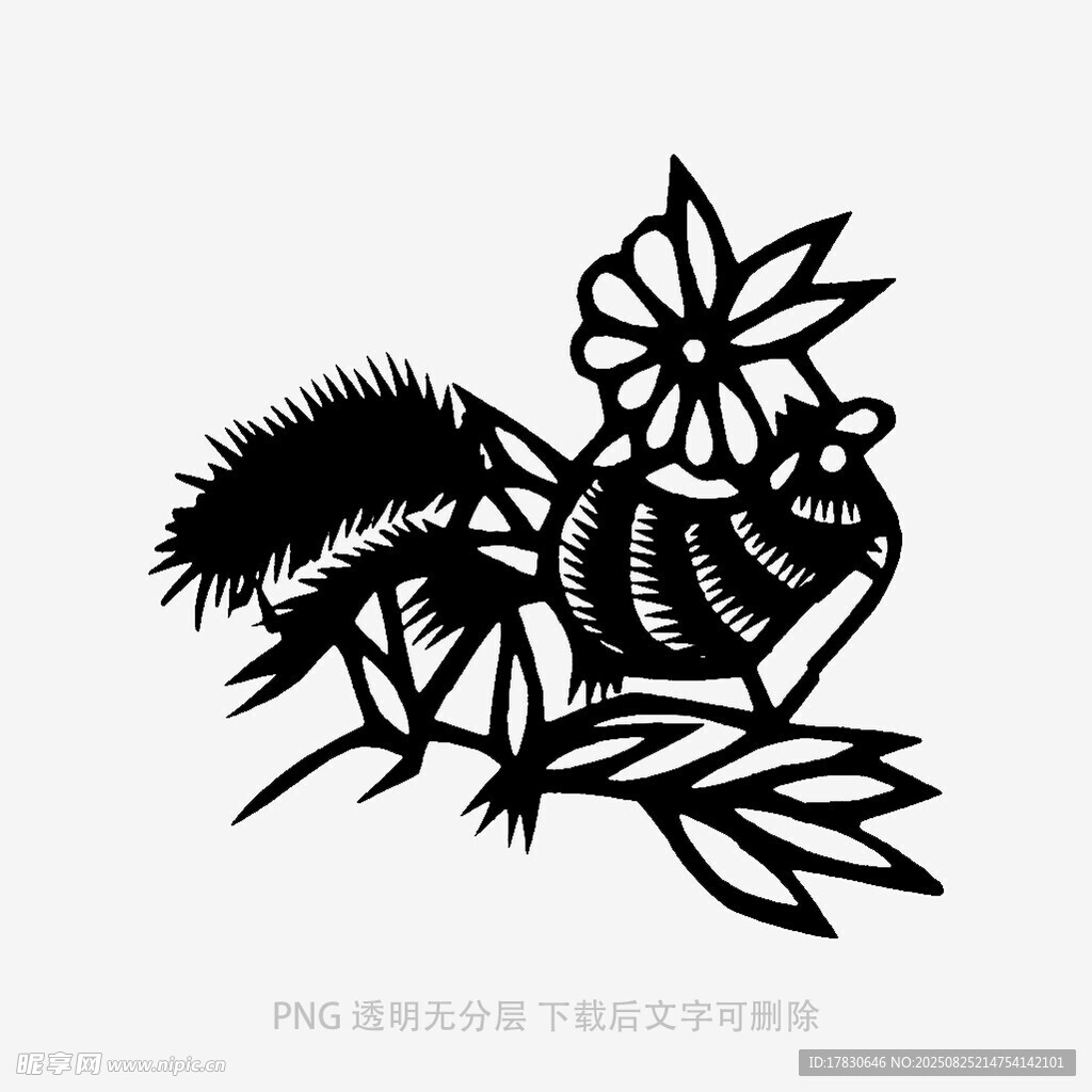 松鼠剪紙藝術(shù)圖案