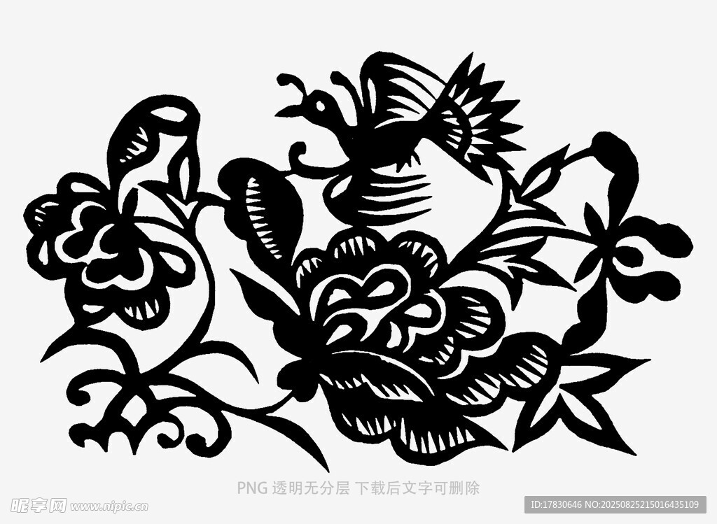 傳統(tǒng)剪紙花卉鳥圖案