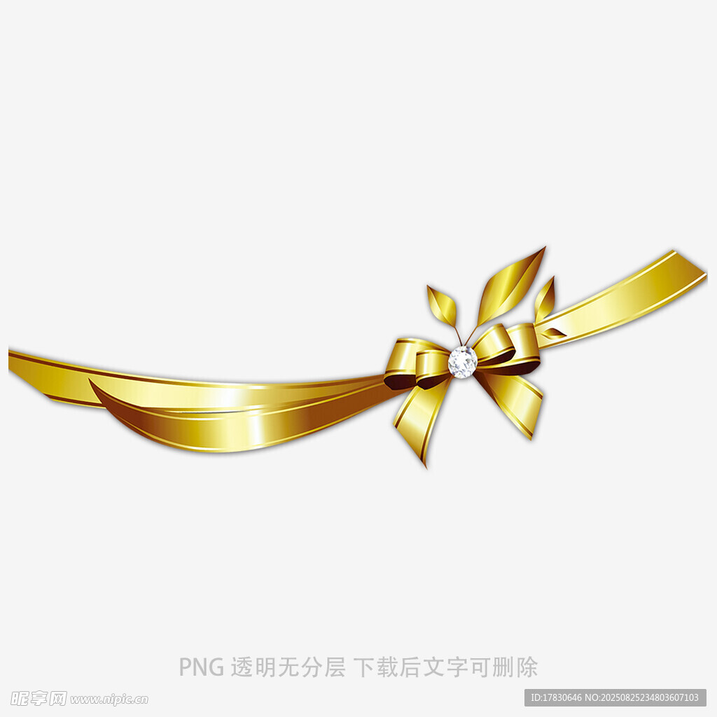 金色蝴蝶結(jié)絲帶裝飾圖