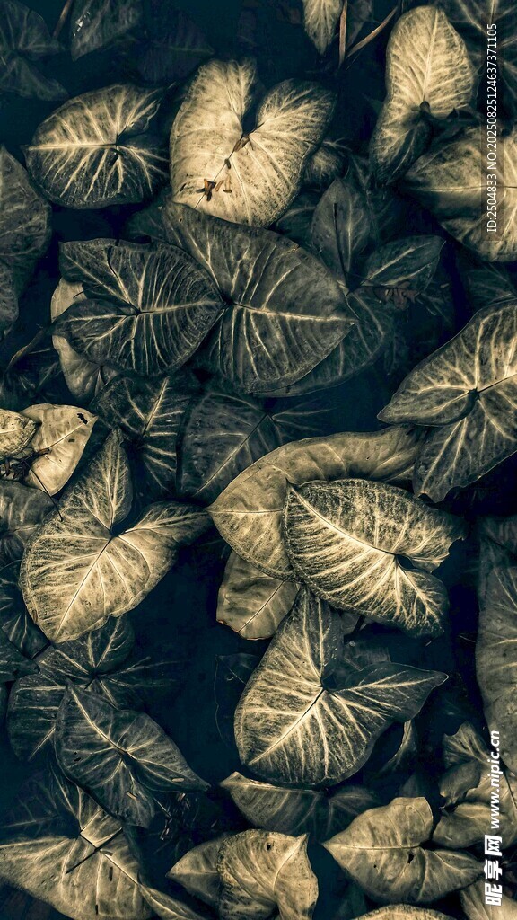 復古風格的斑駁葉片圖案