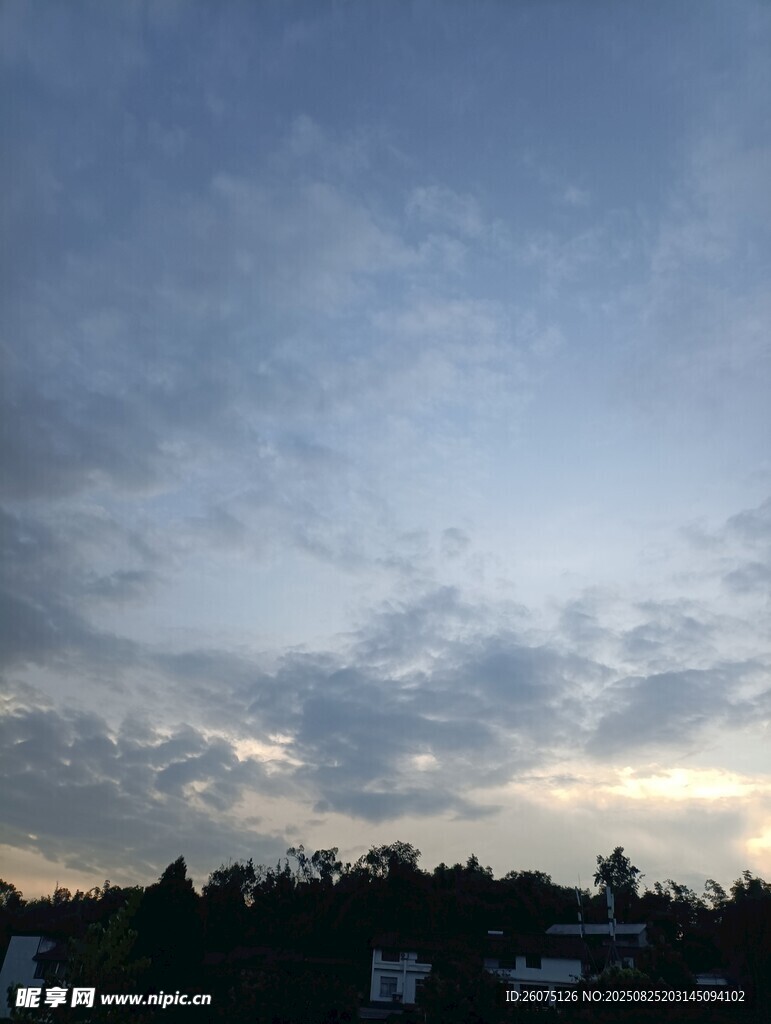 黃昏時分的天空與城市輪廓