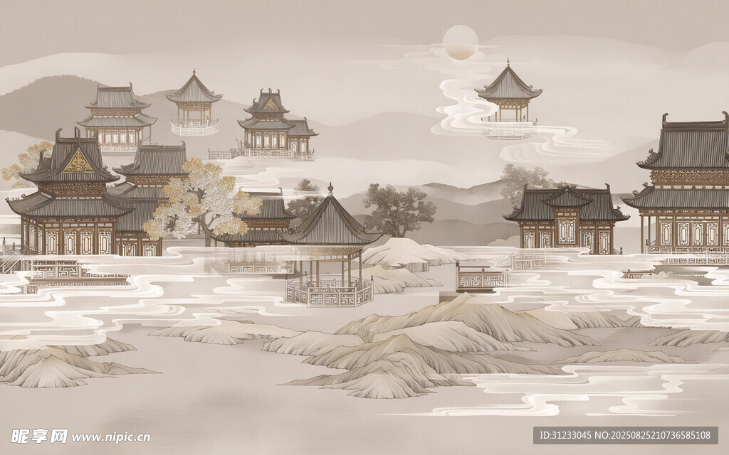 中式建筑背景