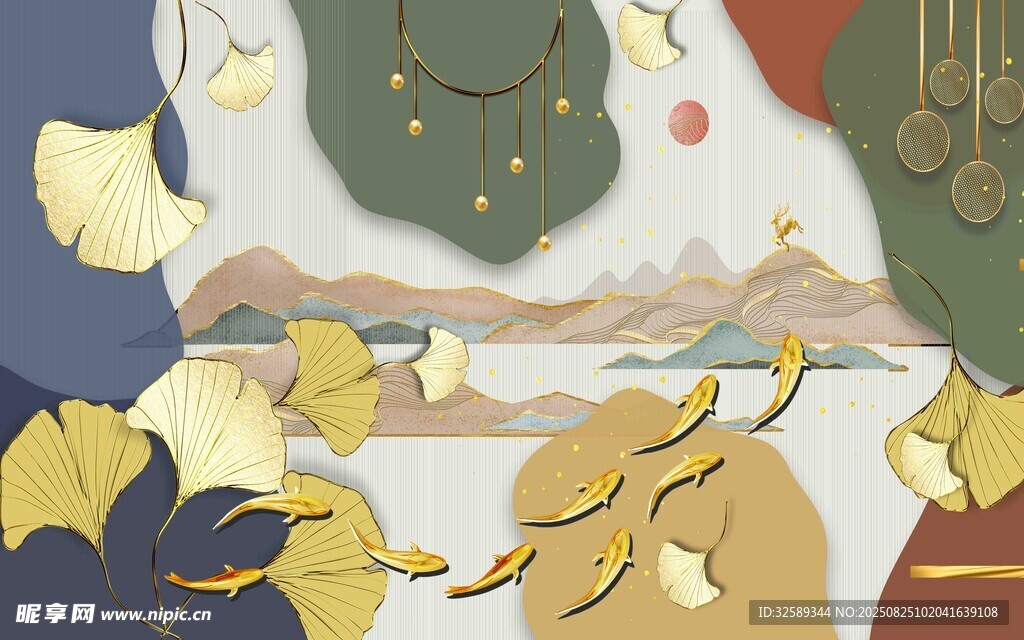 中式銀杏風(fēng)景裝飾畫