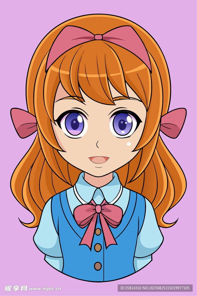 紅發(fā)雙馬尾可愛動漫女孩