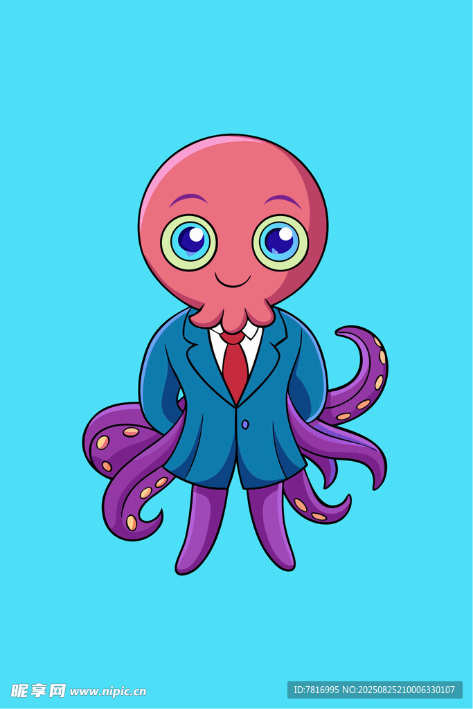穿西裝的可愛(ài)章魚(yú)形象