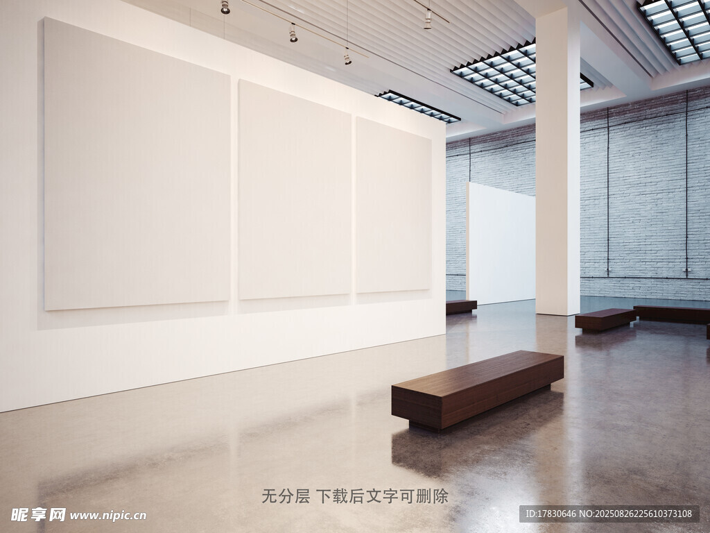 空曠藝術(shù)展廳室內(nèi)場(chǎng)景
