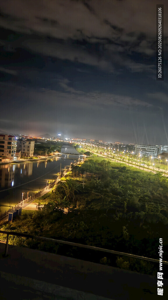 城市夜景下的綠地景觀