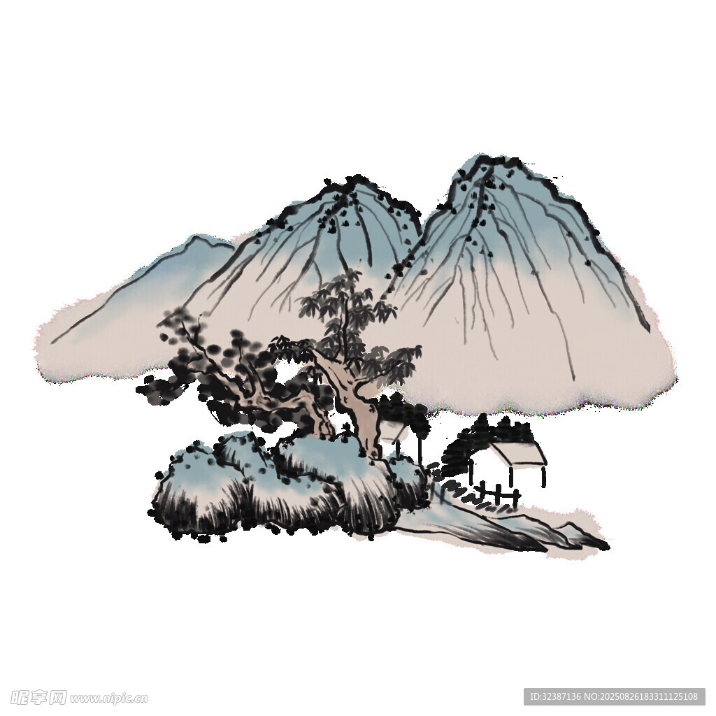 水墨山水間的靜謐小屋