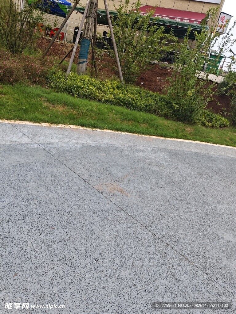 戶外水泥路面與綠植景觀