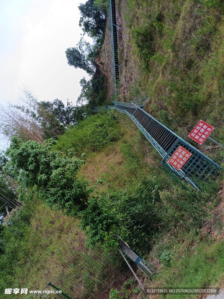 山坡上的綠色輸送軌道