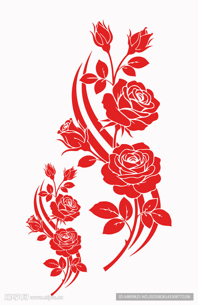 玫瑰花剪影