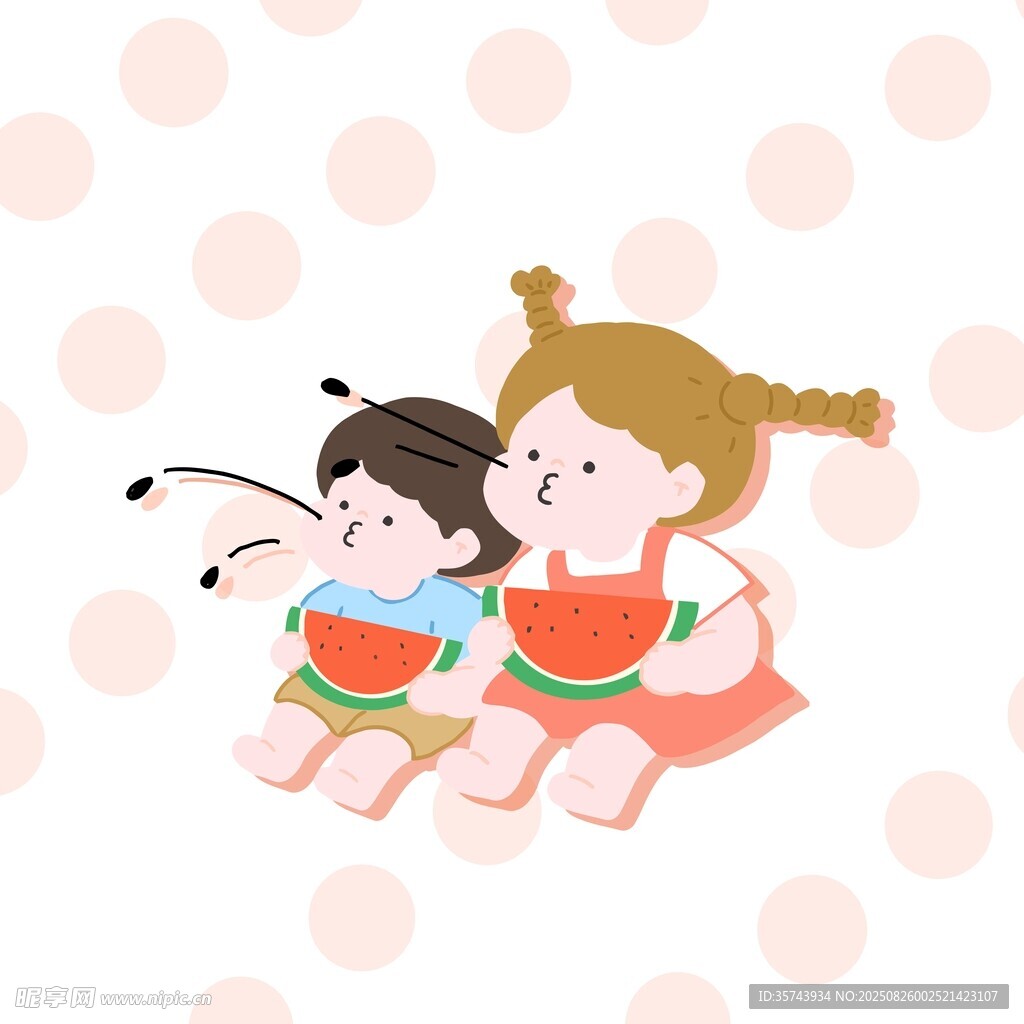女孩開心吃西瓜