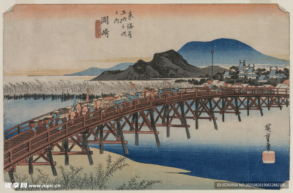 江戶時(shí)代木橋風(fēng)景圖