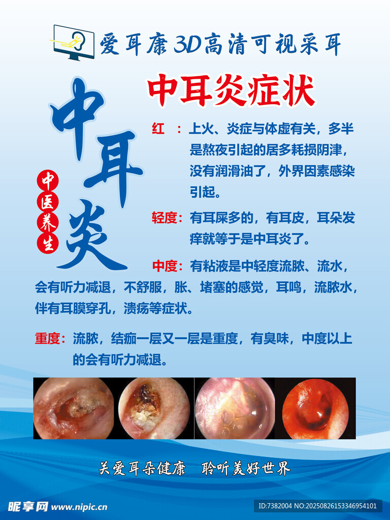 中耳炎癥狀科普宣傳圖