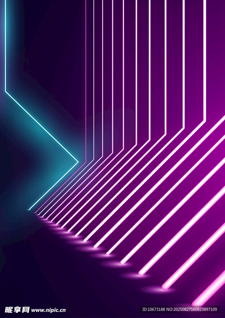 紫色霓虹線條科幻通道