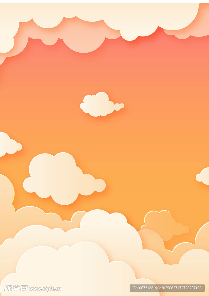 橙黃天空中的夢幻云朵