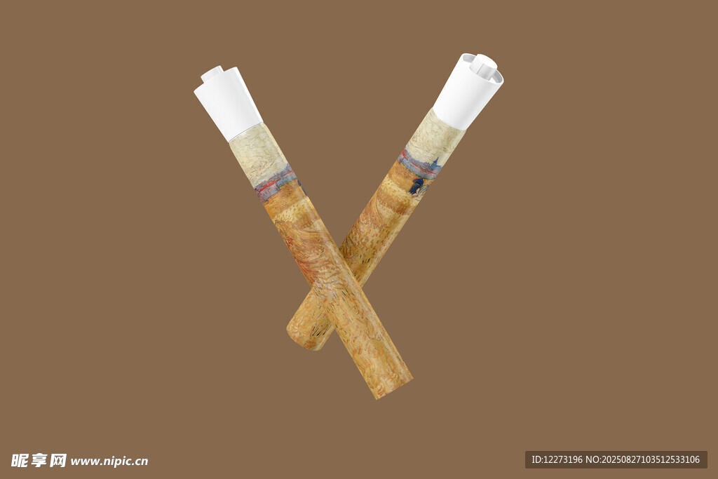 交叉的竹制毛筆