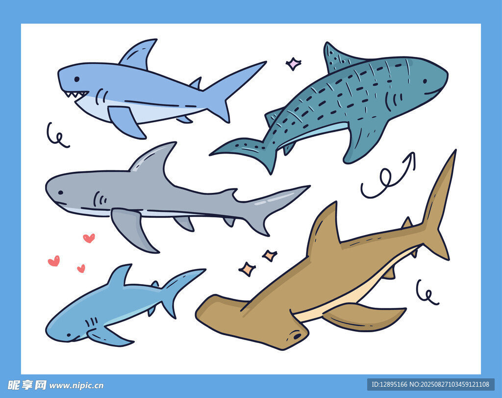 可愛鯊魚插畫集合