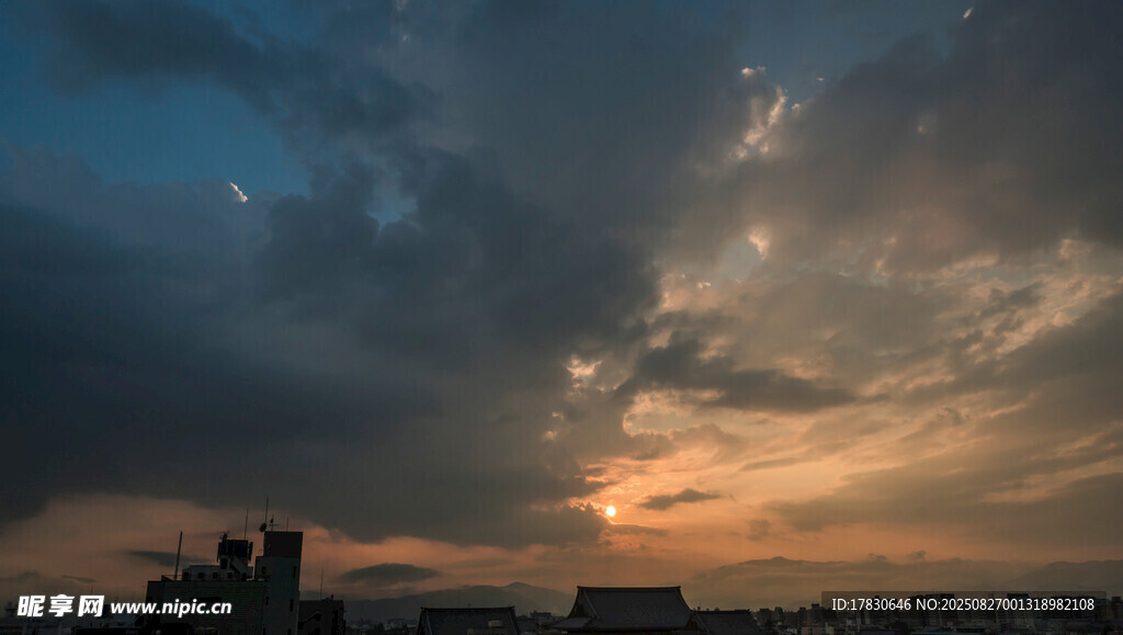 城市黃昏天空壯麗景觀
