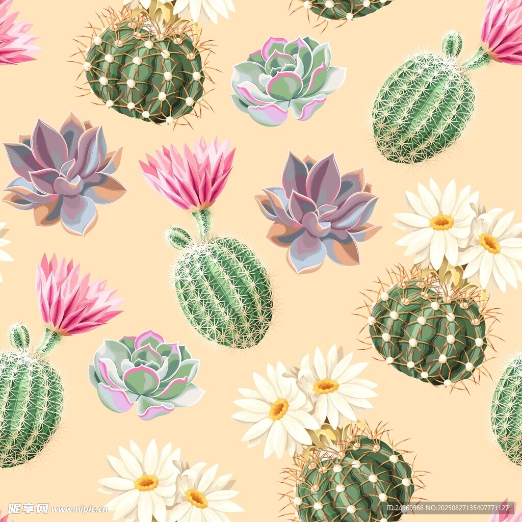 仙人掌花卉圖案背景