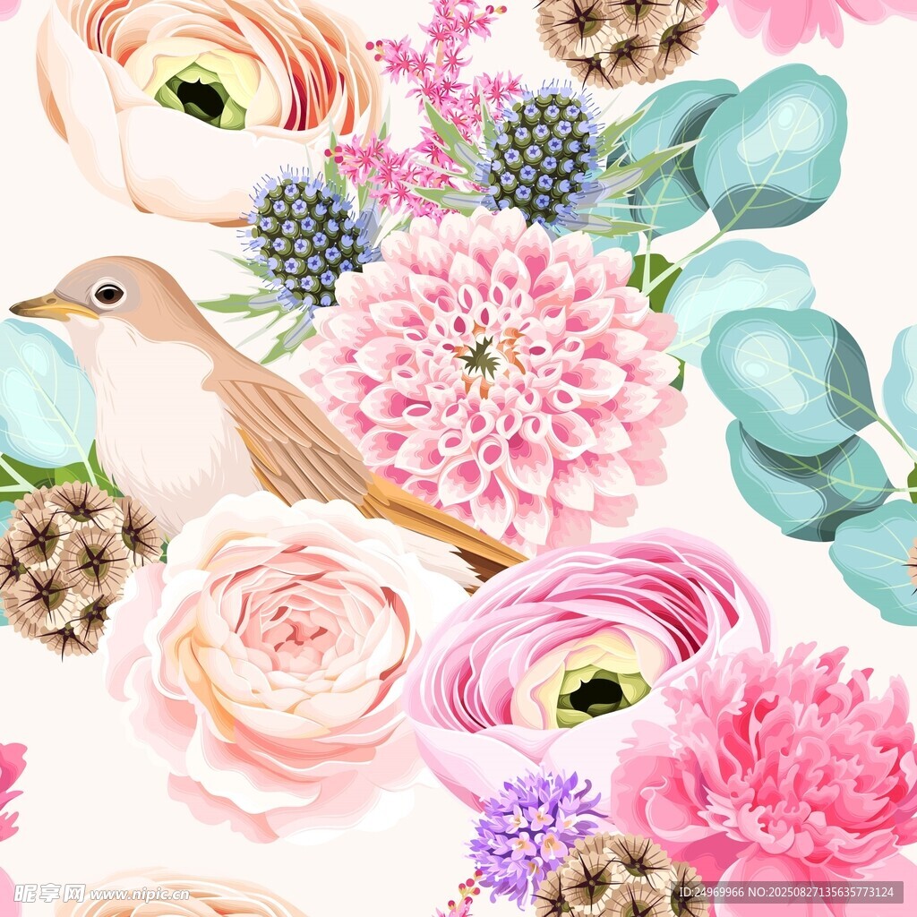 花鳥(niǎo)繽紛圖案 