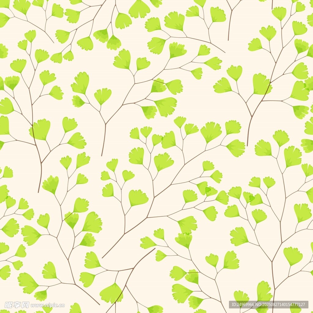 清新綠葉植物無(wú)縫背景圖