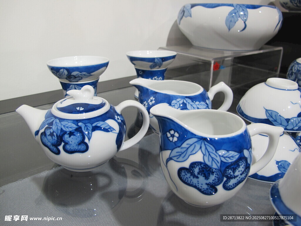 藍(lán)白青花瓷茶具套裝