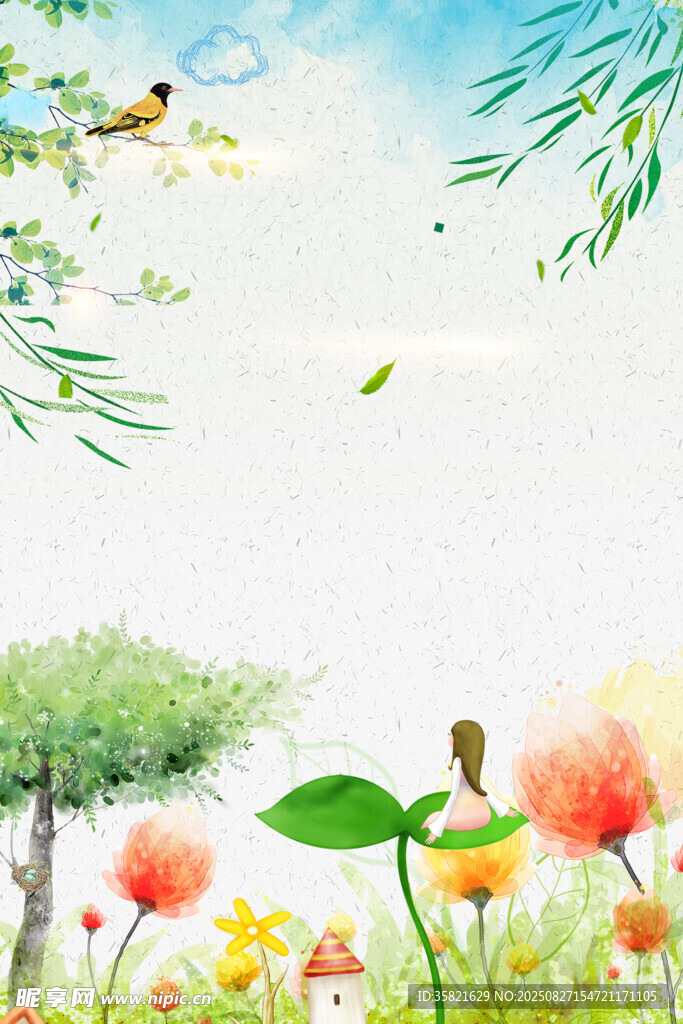 春日花草飛鳥清新景象