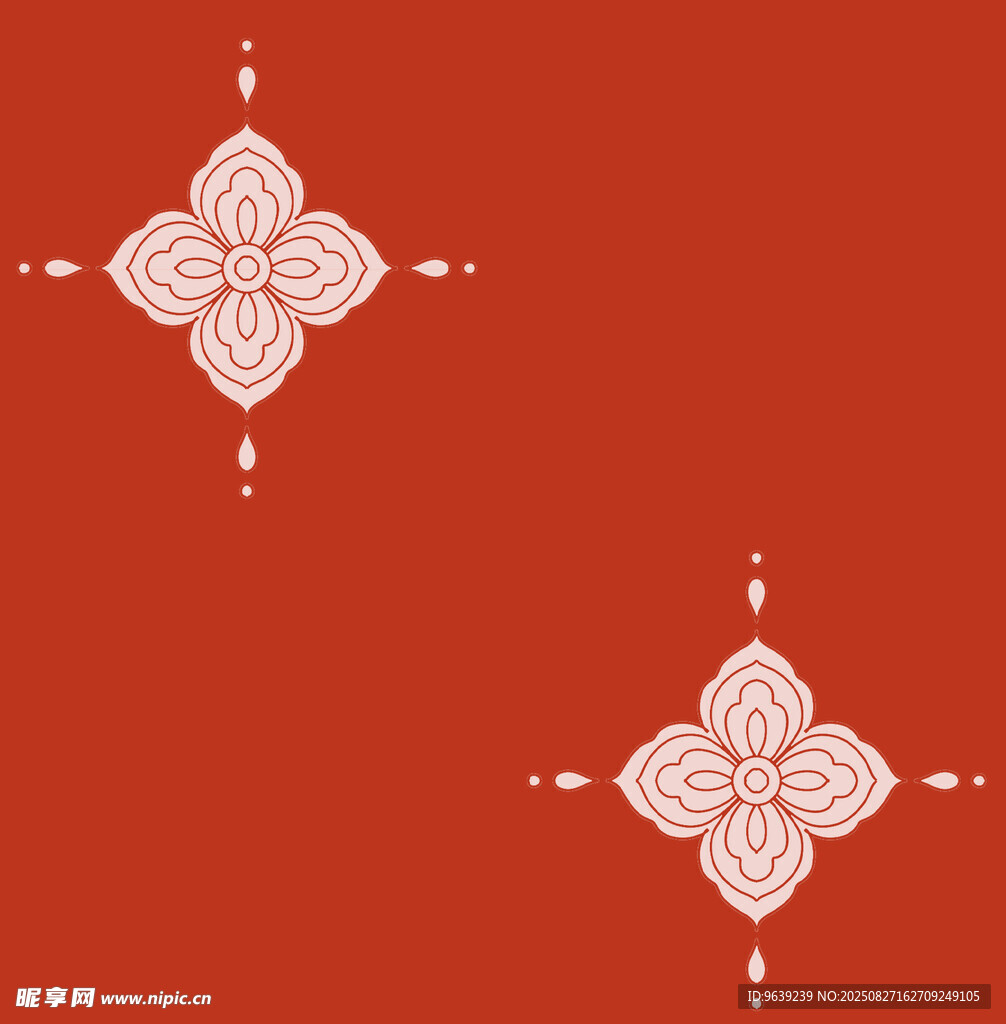 紅色中式花紋