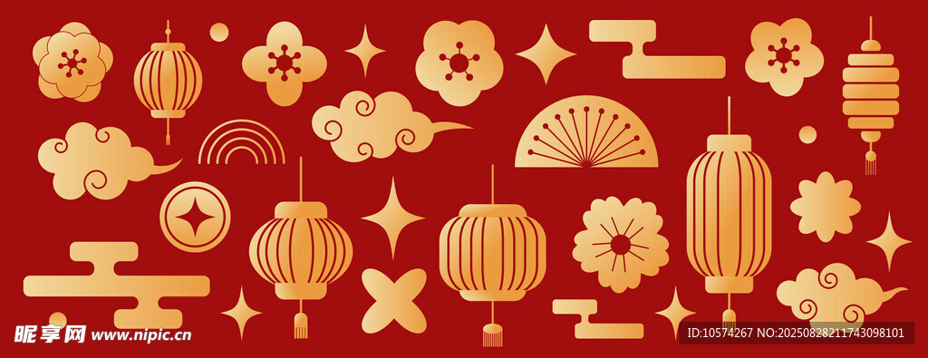 中式傳統(tǒng)元素紅色圖案集