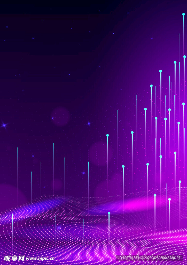 紫色霓虹線條科技背景圖