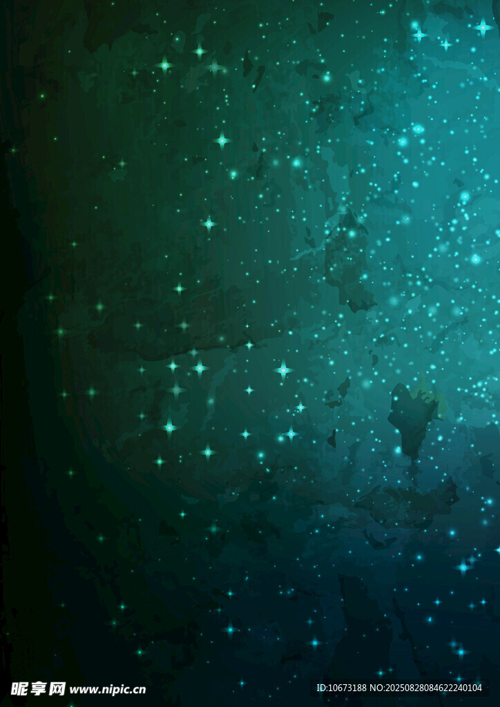 夢幻藍綠星空背景圖