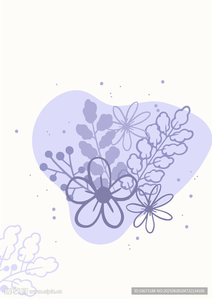 淡紫色花卉圖案插畫