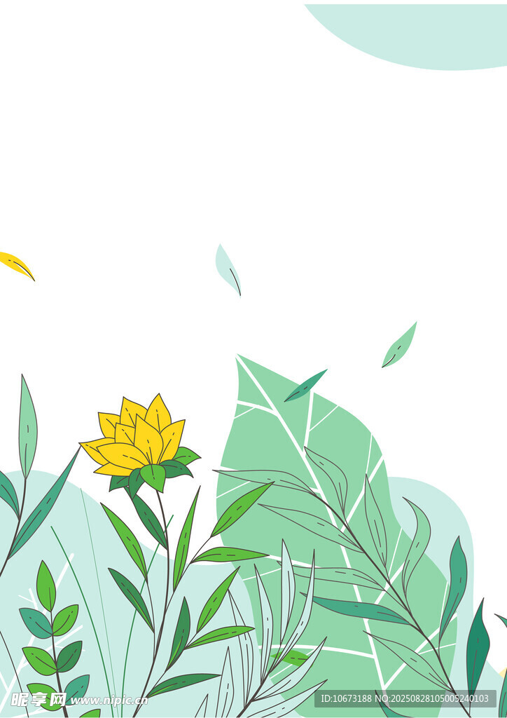清新綠植花卉插畫(huà)場(chǎng)景