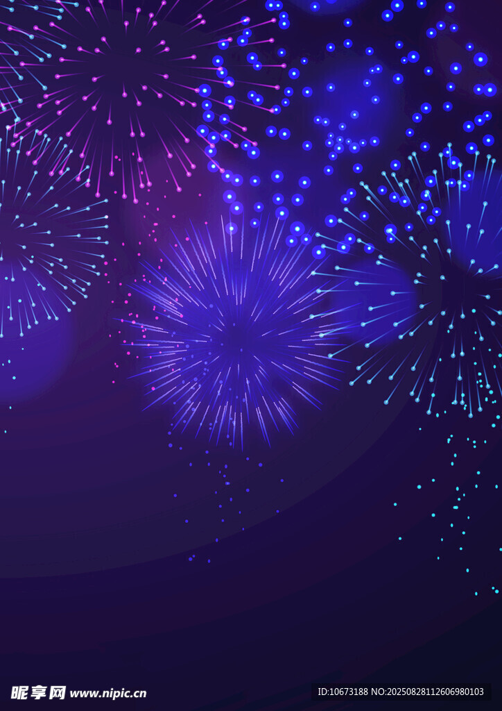 夢幻紫色煙花綻放夜空