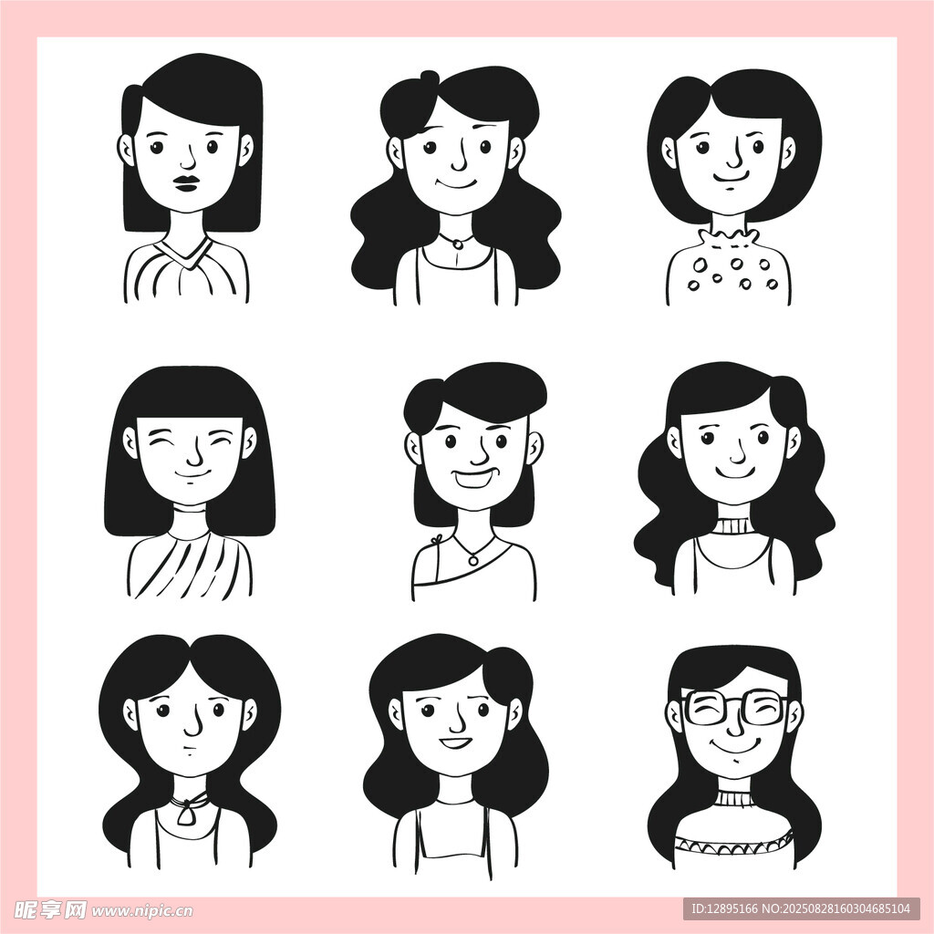 多樣女生發(fā)型簡筆畫示例