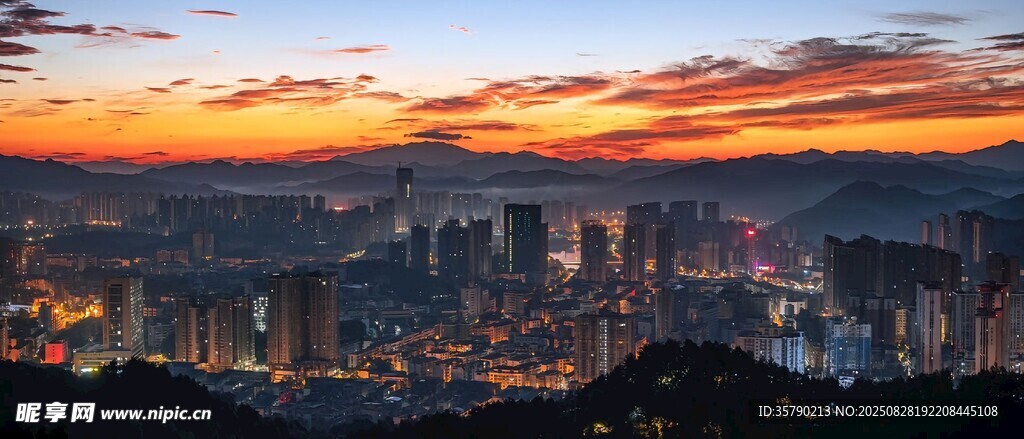 城市黃昏美景