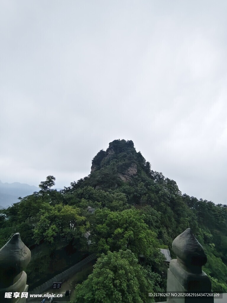 山巔綠意盎然的自然景致