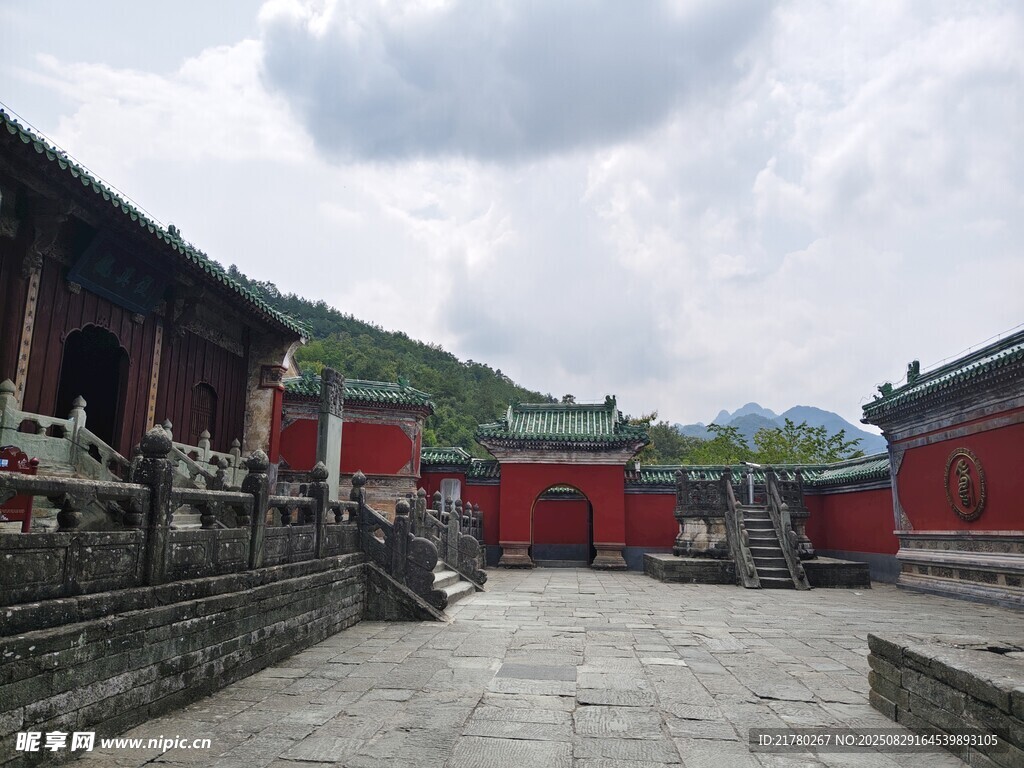 古建庭院 紅墻灰瓦景致