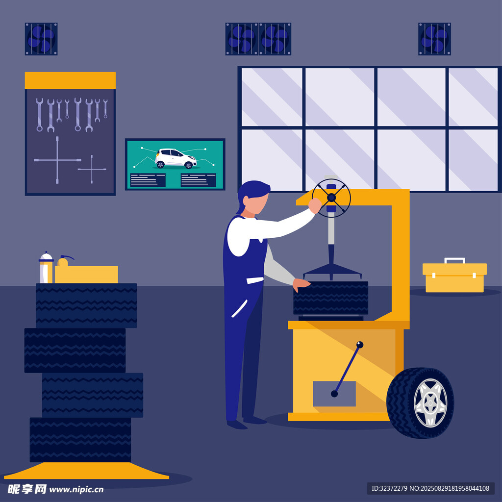 汽車維修工人在工作