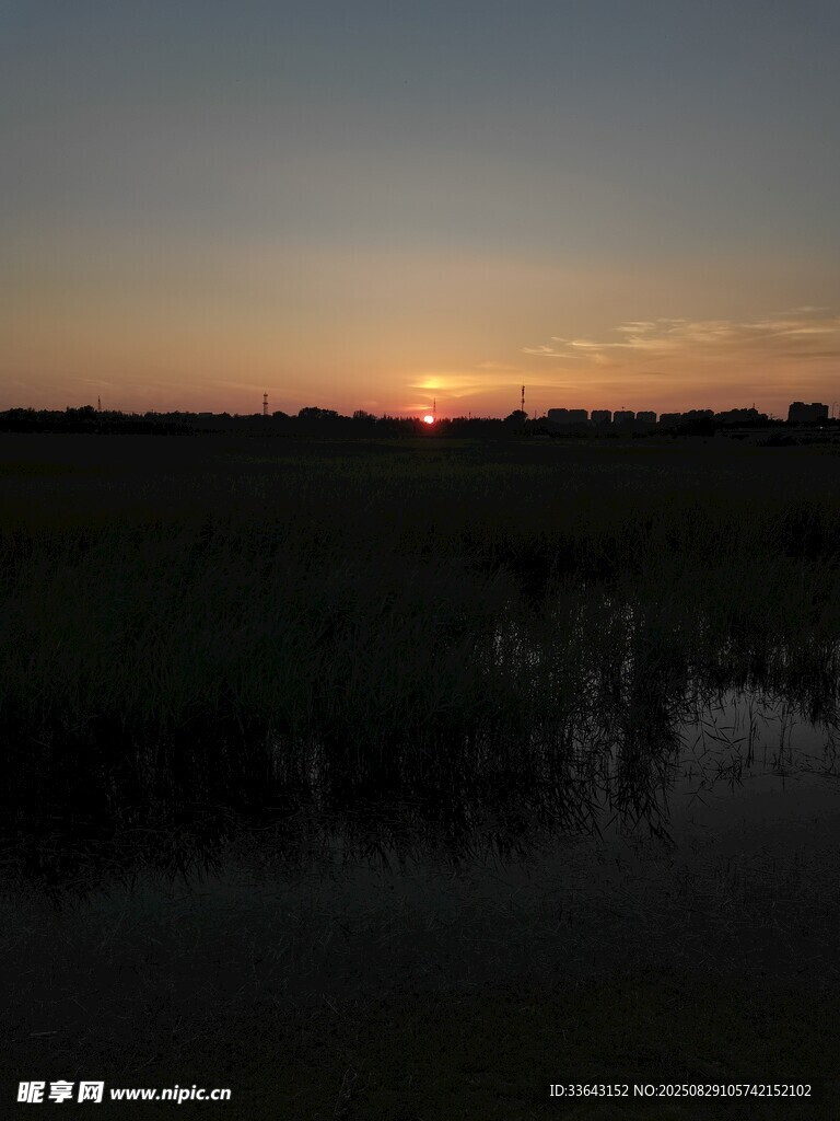 日落時(shí)分的濕地美景
